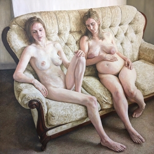Portrait of Two Mothers, 2019-20. Oil-on-Canvas, 140x140cm.